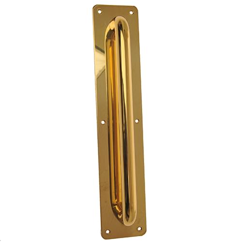 7048 300MM POL. BRASS PULL HANDLE ON PLATE